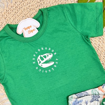 Conj. Camiseta Explorador Jurássico e Bermuda - Verde